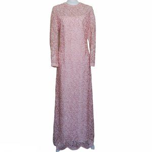 Vintage Pink Soutache Ribbon Scallop Hem Gown M
